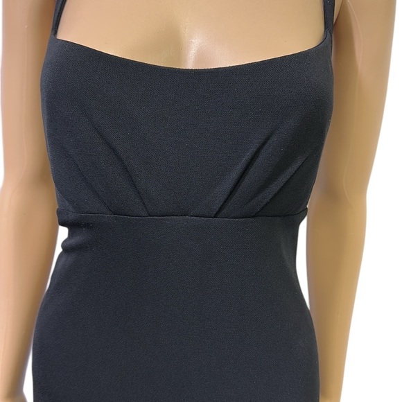 Calvin Klein Black Floor Length Train Criss Cross Back Evening Gown Womens 12 - Picture 3 of 11